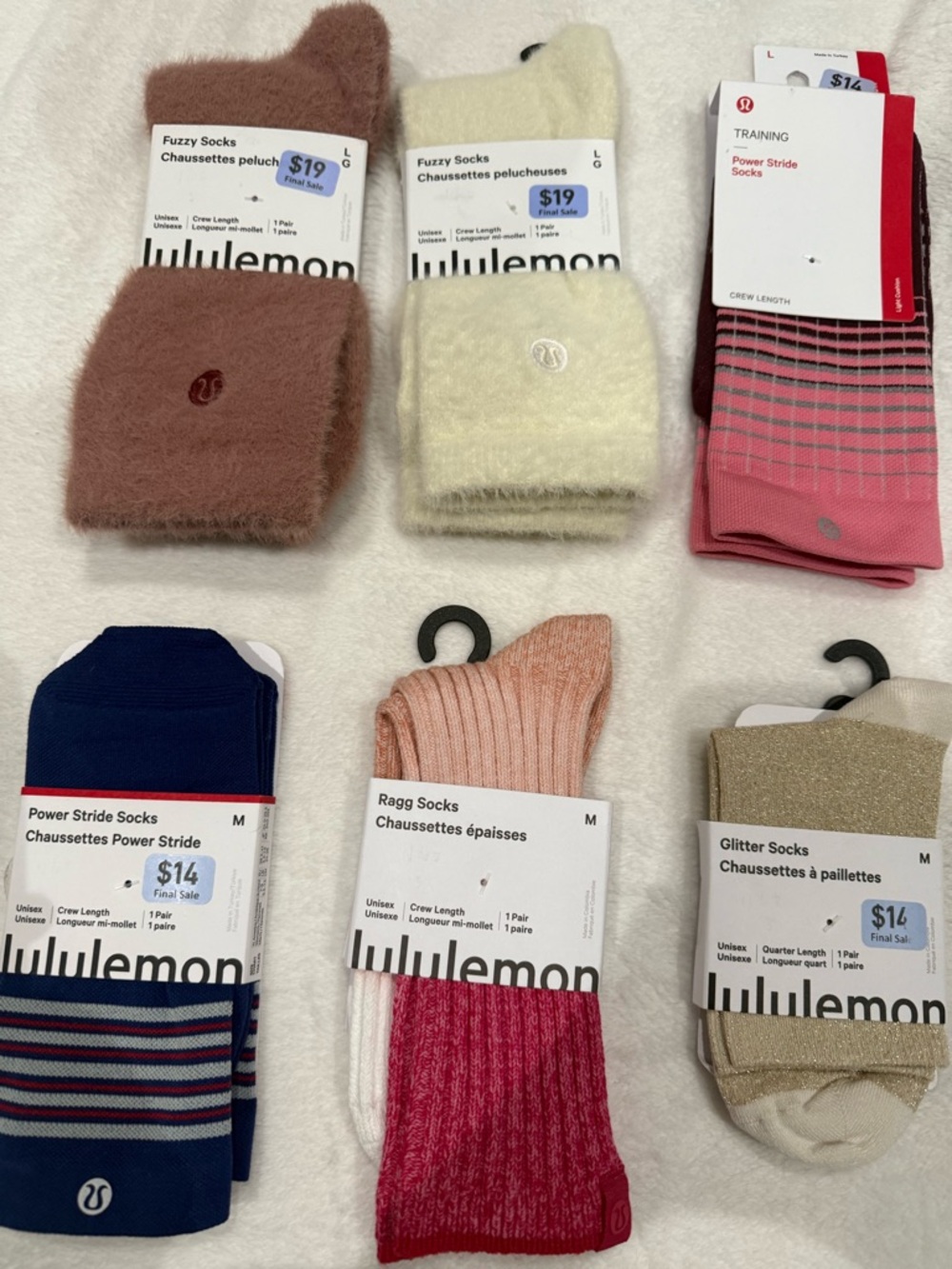 6 lululemon athletica Women's Fuzzy Crew Socks - Rose, Cream, Pink M/L